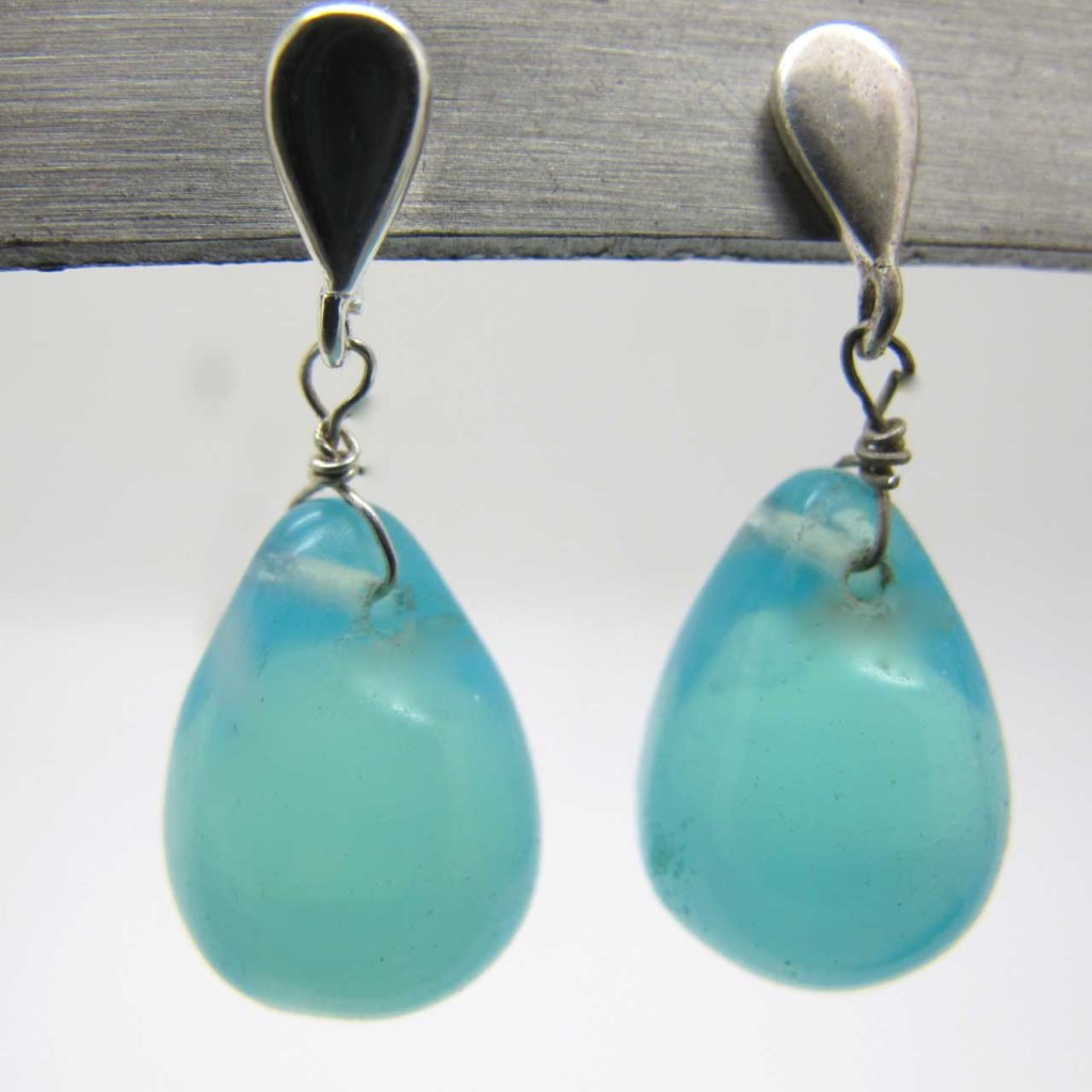 Boucles D'oreilles Dormeuses Turquoise Et Dorées Pour Femme - Acier Inoxydable, émaillé